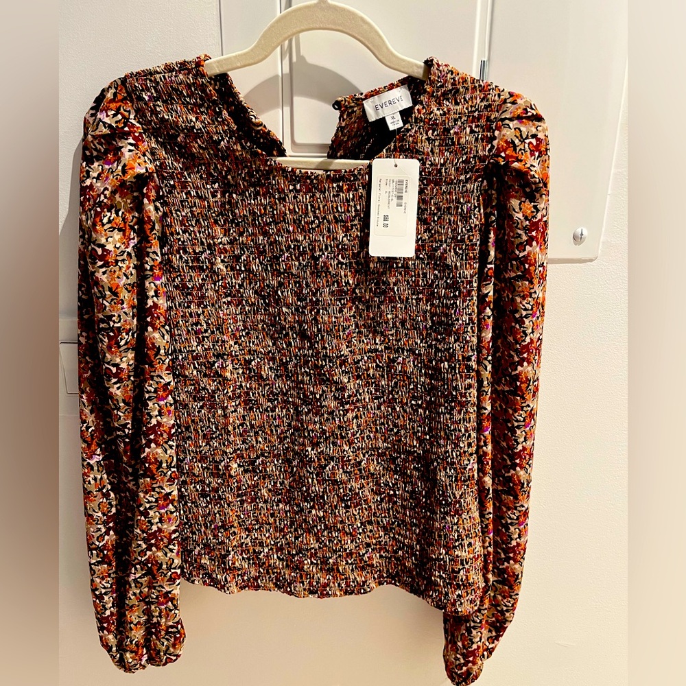 Evereve smocked floral blouse, XL